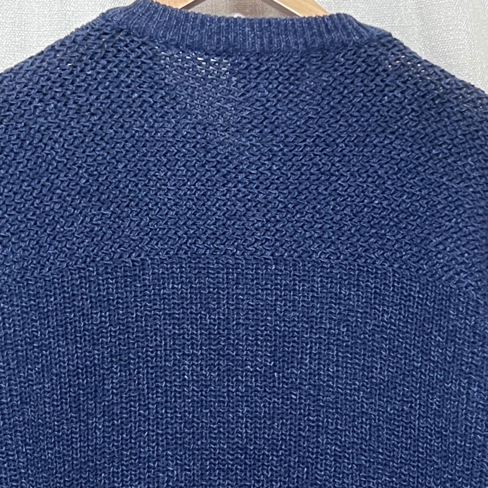 Red Head Men's Blue Knit Cotton Henley Fisherman Sweater Sz L Vintage Y2K Casual - Picture 3 of 12